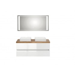 Pelipal meuble de salle de bain avec miroir de luxe et vasque à poser Cento120 - blanc/chêne clair