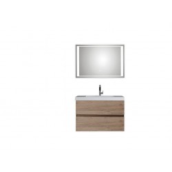 Pelipal meuble de salle de bain avec miroir de luxe Cubic90 - chêne terra