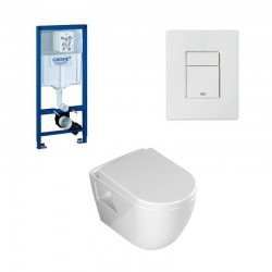 Grohe Rapid SL pack WC suspendu Banio design avec fonction bidet abattant soft-close et plaque de commande blanche
