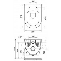 Geberit Duofix autoportant pack WC suspendu Banio design avec fonction bidet abattant soft-close et plaque de commande blanche