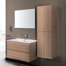 Banio meuble de salle de bain avec miroir Hayat 60cm - chêne