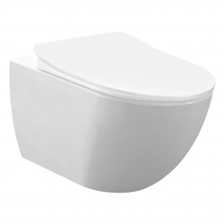 Banio WC suspendu design rimless (sans bord)  avec abattant soft-close - blanc