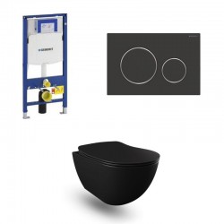 Geberit Duofix Pack WC avec cuvette suspendu design avec fonction bidet noir mat et touche noir mat