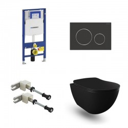 Geberit Duofix Pack WC avec cuvette suspendu rimless design noir mat et touche noir mat