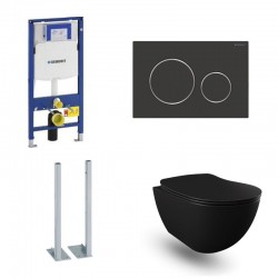 Geberit Duofix Pack WC autoportant avec cuvette suspendu rimless design avec fonction bidet noir mat et touche noir mat
