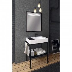 Banio meuble de salle de bain avec miroir Arya - noir metal mat