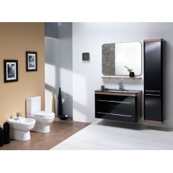 Banio ensemble de salle de bain Piano100 - noir/chêne