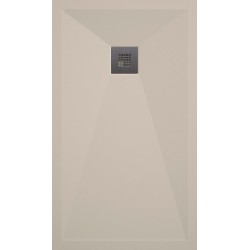 Banio receveur de douche minéral gelcoat Plus - 80x120cm crème lisse - grille acier