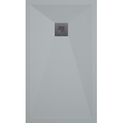 Banio receveur de douche minéral gelcoat Plus - 80x120cm gris 7035 lisse - grille acier