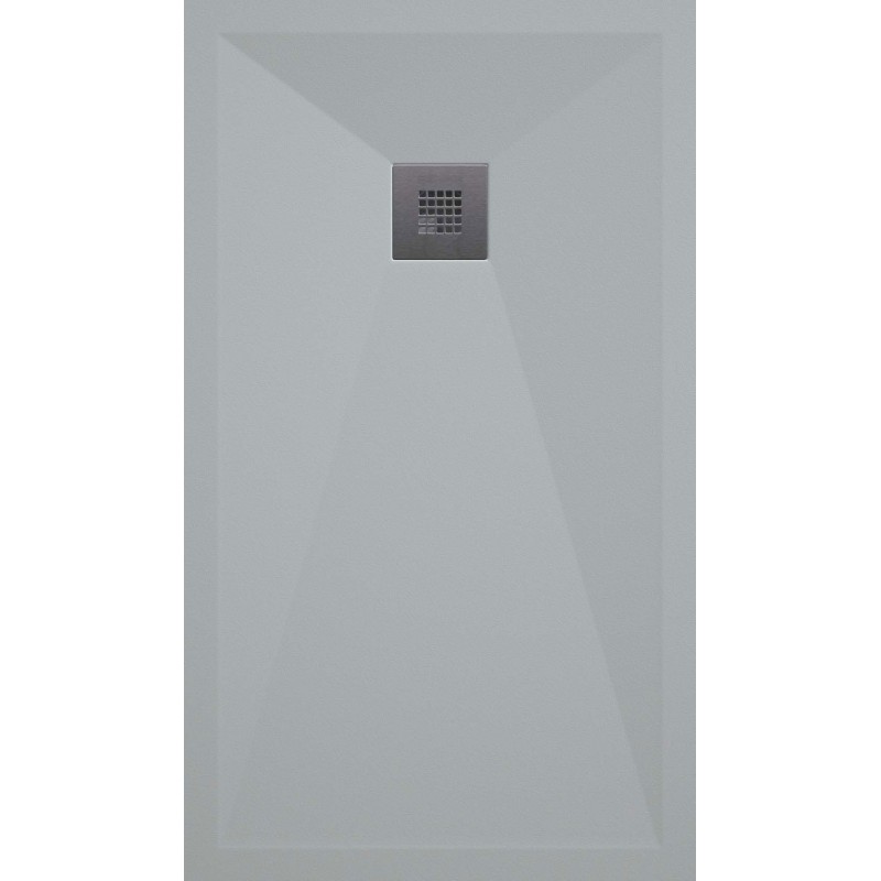 Banio receveur de douche minéral gelcoat Plus - 80x120cm gris 7035 lisse - grille acier