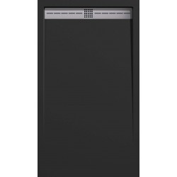 Banio receveur de douche minéral gelcoat Cach - 80x120cm noir lisse - grille acier