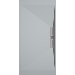 Banio receveur de douche minéral gelcoat Side - 80x120cm gris7035 lisse - grille acier