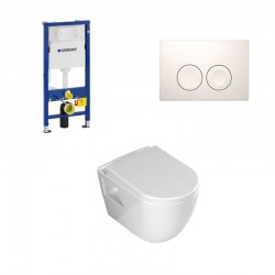 Geberit Duofix pack WC suspendu Banio design avec fonction bidet abattant soft-close et plaque de commande blanche avec robinet