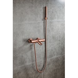 Robinet baignoire thermostatique Banio Copper avec douchette cuivre brossé et support