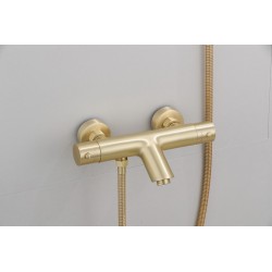 Banio Brass mitigeur bain thermostatique couleur or mat avec douchette à main