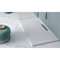 Banio receveur de douche minéral gelcoat Plus - 90x120cm Blanc ardoise - grille acier