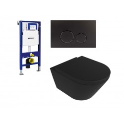 Geberit Duofix Pack WC avec cuvette suspendu rimless design noir mat et touche noir mat