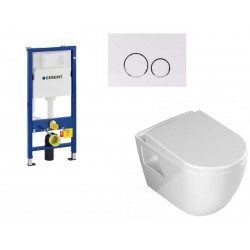 Geberit Duofix pack WC suspendu Banio design avec abattant soft-close et plaque de commande blanche chromé
