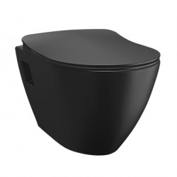 Geberit Pack WC bâti Duofix avec WC suspendu Noir mat et Abattant frein de chute soft-close et Plaque Noire mat