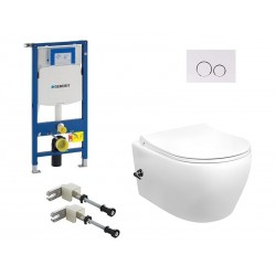 Geberit Duofixsystemfix up320 pack WC suspendu avec fonction bidet et robinet abattant soft-close et plaque de commande blanche