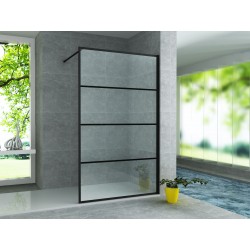 Banio Paroi de douche walk-in noir mat grille 100x200cm 8mm pour douche italienne
