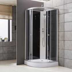 Banio cabine de douche 80x80cm quart de rond, douche pluie 20cm , verre de sécurité anti-cal