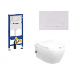 Geberit Duofix pack WC suspendu Banio design avec fonction bidet et robinet abattant soft-close et plaque de commande blanche