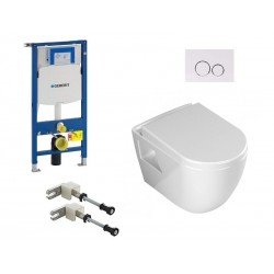 Geberit Duofix systemfix up320 pack WC suspendu Banio design avec abattant soft-close et plaque de commande blanche