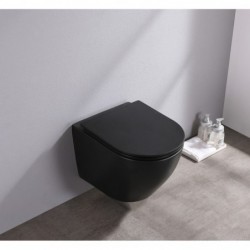 Cuvette de toilette Banio Itsie noir mat sans rebord avec siège à fermeture en douceur soft-close