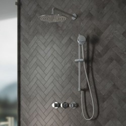 Douche à encastrer Banio Plus avec tête de douche de 20 cm, bras mural et barre de douche chromée