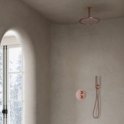 Banio Cuivre douche à effet pluie encastrable ronde avec douche de tête 20 cm et bras de plafond en cuivre brossé