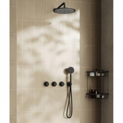 Douche à encastrer Banio Plus avec tête de douche de 20 cm et bras mural noir mat