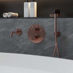 Banio Copper Robinet bain encastrable rond cuivre brossé