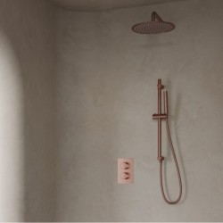Douche pluie Banio Copper encastrable avec douche de tête 30 cm, bras mural et barre de douche en cuivre brossé