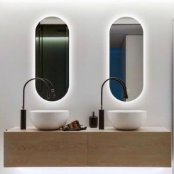 Lot de 2 miroirs ovales Banio Parma avec éclairage LED et miroir chauffant 100x50cm