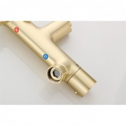 Banio Brass Pro mitigeur thermostatique pour baignoire en saillie laiton brossé / or mat