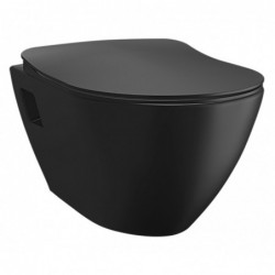 Cuvette de Wc suspendu noir mat design en ceramique avec abattant soft-close
