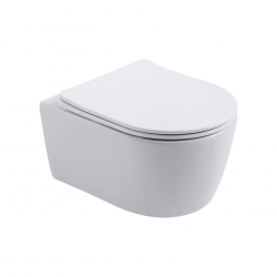 Banio wc suspendu design Pro compact 49 cm sans bride fixation invisible et abattant déclipsable avec frein de chute