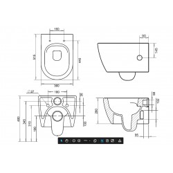 Geberit Duofix pack WC suspendu design avec fonction bidet avec robinet integré abattant soft-close et plaque de commande